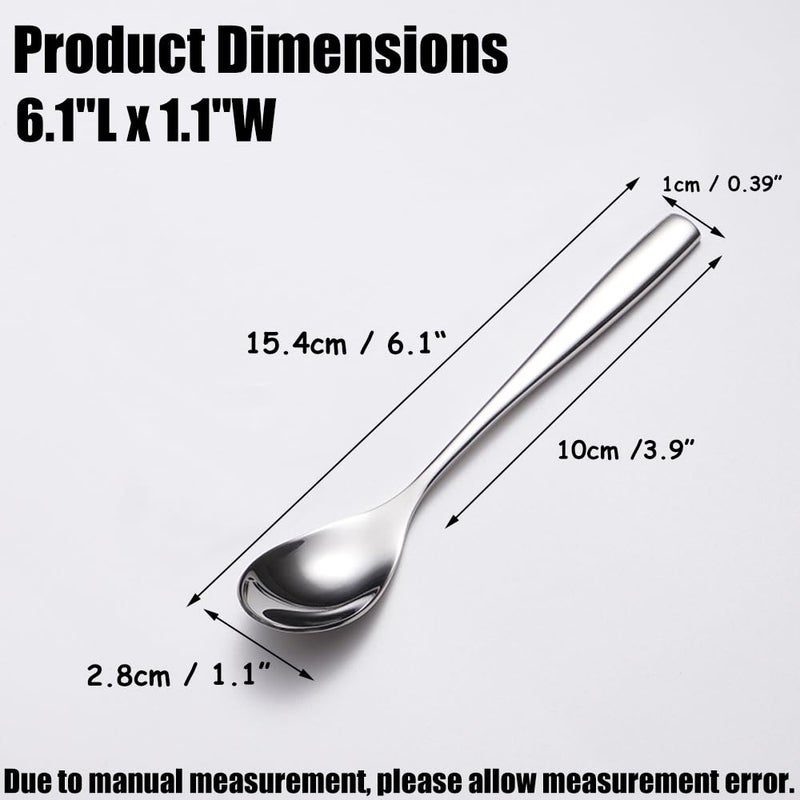 Wenkoni 6.1"Small Dessert Spoons, Yogurt,Coffee,Espresso,Ice Cream Spoons SUS 304 Stainless Steel spoons for Coffee,ice cream,dessert,yogurt,pudding,5 pcs Set. - Image 2